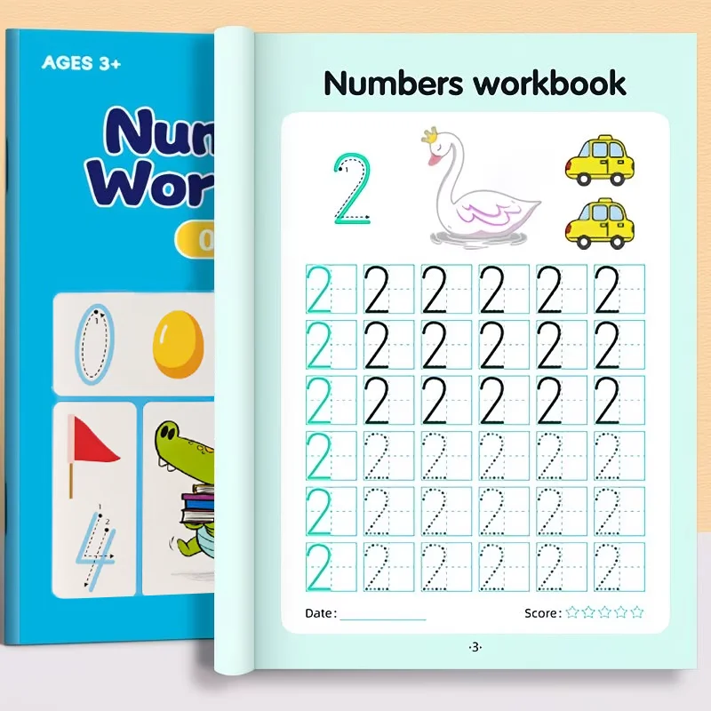 48-Page Children's Exercise Book with Tracing Pages for Numbers 0-100 - Interactive Learning Activities, Home School - Develops Hand-Eye Coordination and Math Skills, Pen Control Writing Practice - 4