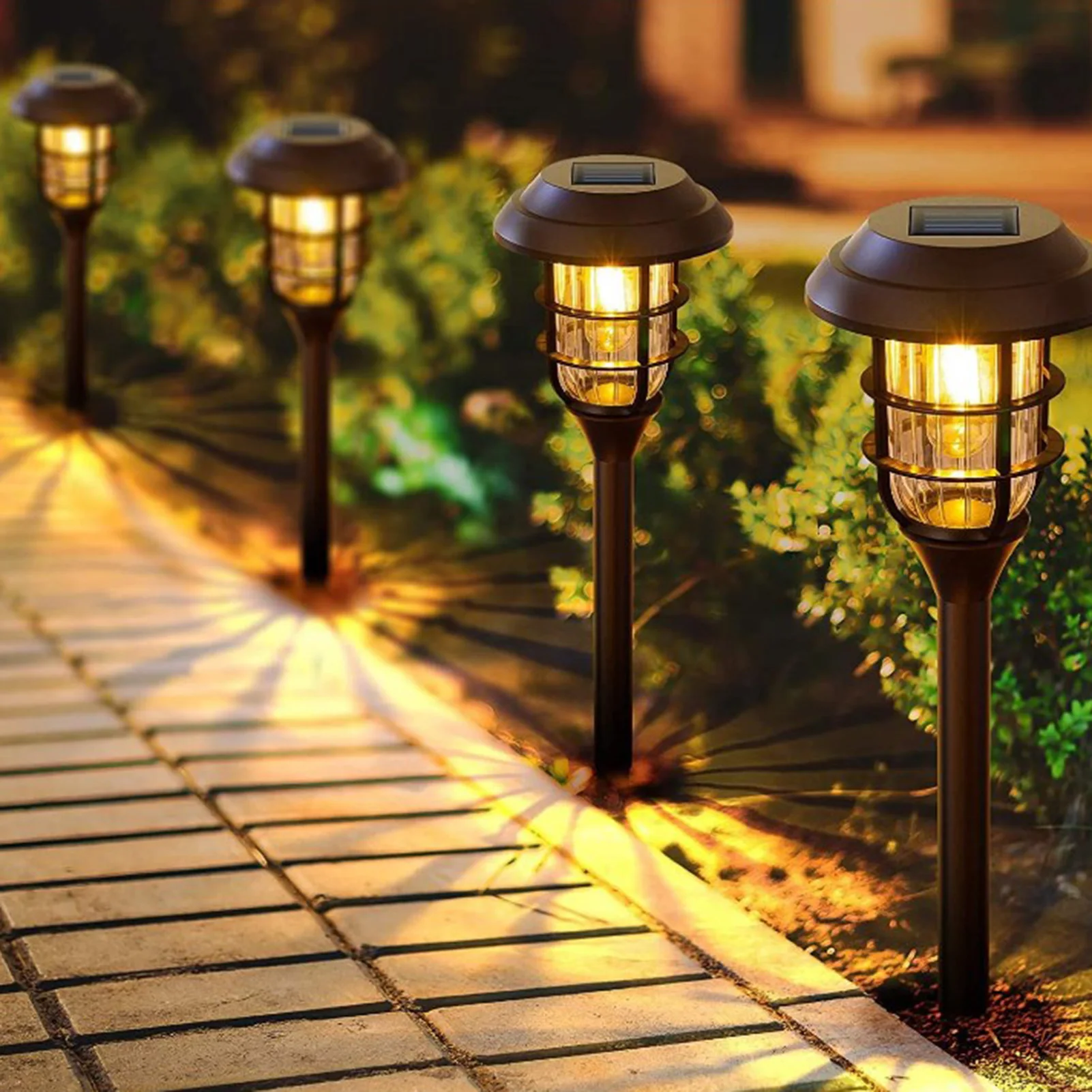 2Pcs Solar Outdoor Lights Color Changing Solar Garden Lights Waterproof Auto On/Off Solar Landscape Lamp for Yard Patio Pathway