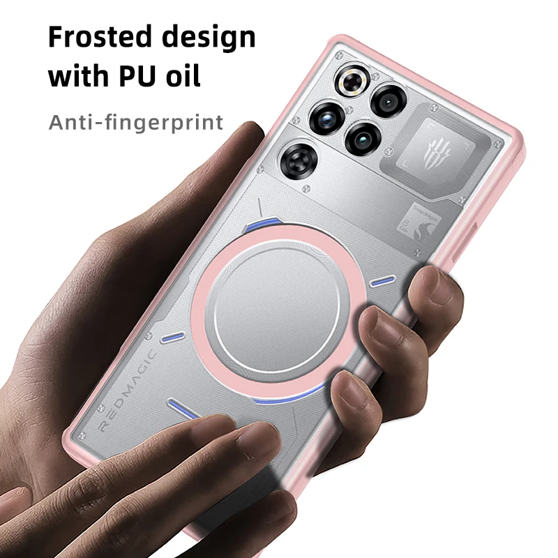 Magnetic Translucent Matte Hard PC Shockproof Semitransparent Phone Case Cover
