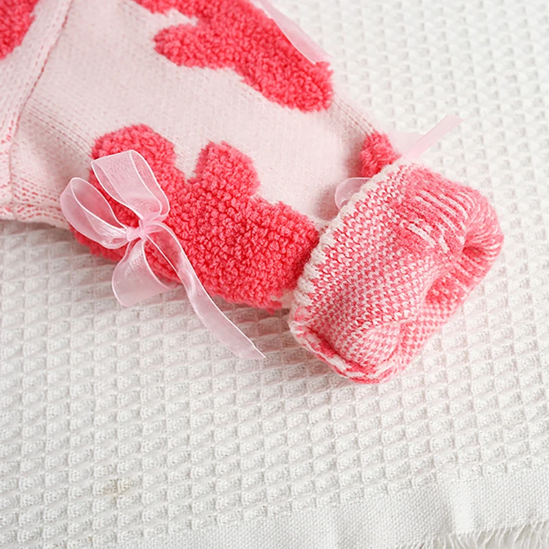 Girls Knitted Sweater Autumn Bear Bow Kids Outwear