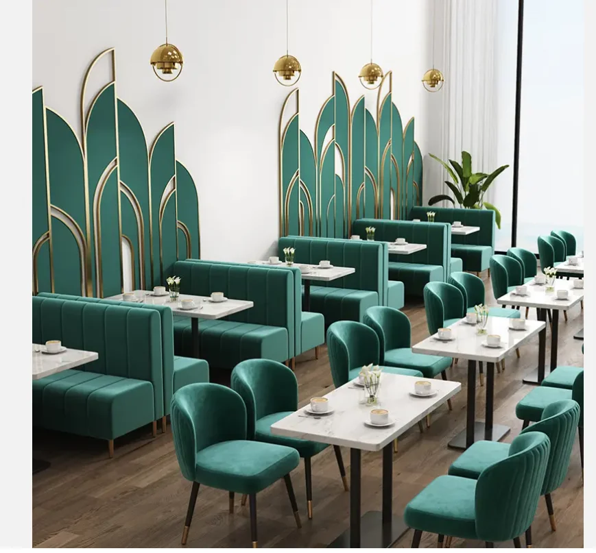 Design Modern Cafe Bench Seating Fast Food Restaurant Tables and Chairs Sets Coffee Shop Furniture Restaurant Booths