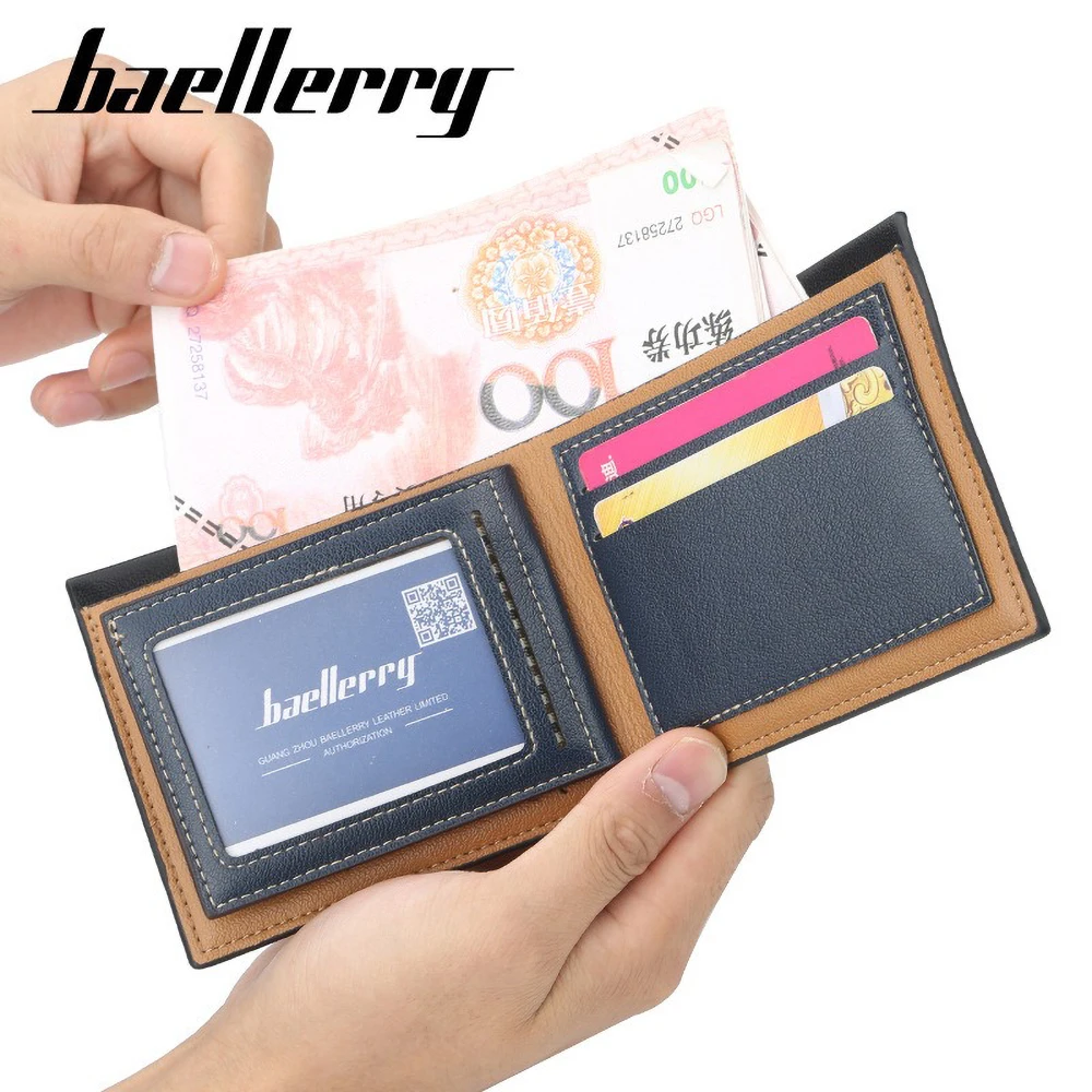 محفظة Baellerry الرجالية النحيفة للأعمال مزودة بخاصية تحديد الهوية بموجات الراديو وجيب أمامي مدمج 6+ فتحات للبطاقات من جلد البولي يوريثان