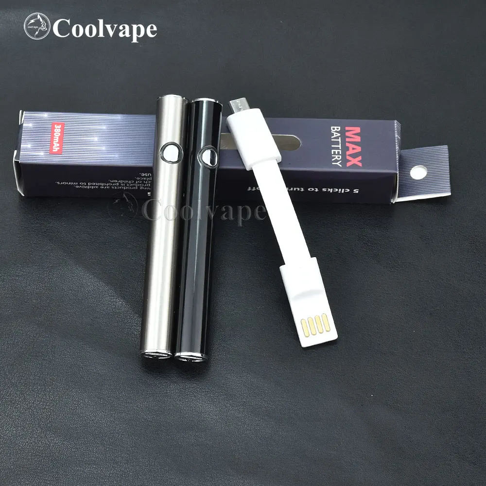 

5pcs/lot 380mah Max Preheat Battery Variable Voltage Bottom Charge with USB 510 Vape Pen Battery for Oil Cart Cartridges