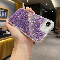 Glitter Epoxy Shockproof Fashion Phone Case - Stylish Protective Back Cover Accessories - iPhone 14 13 (PURPLE)