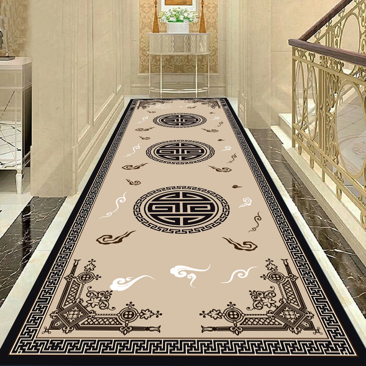 Morocco Long Runner Carpet Hallway Luxury European Style Corridor Rug Anti-skid Floor Bedside Kitchen Mat Passageway Aisle Rug