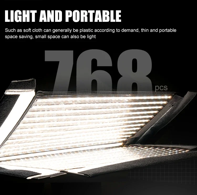 JB-10 150W Flexible LED Video Light 2700K-6500K 60*60cm Rollable Cloth Photograp