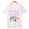 2024 New Disney Princess Graphic Birthday Girl Kids T Shirt Age 1 2 3 4 5 6 7 8 9 Years Girls Clothes Party Kawaii Baby T-Shirts 6