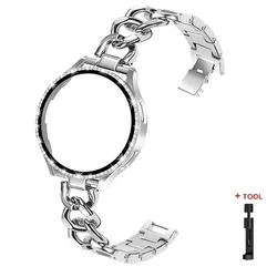 Elegant Bling Case with Metal Chain Strap & Screen Protector - Galaxy Watch 4 40mm (Silver)