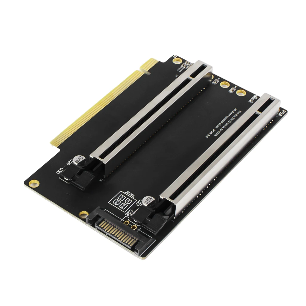 XT-XINTE PCIe 3.0x16 à X8X8 6 000 Carte PCIe-Bifurcation Gen3 x16 à x8x8 40.4mm Emplacements Espacés avec Wild d'Alimentation SATA