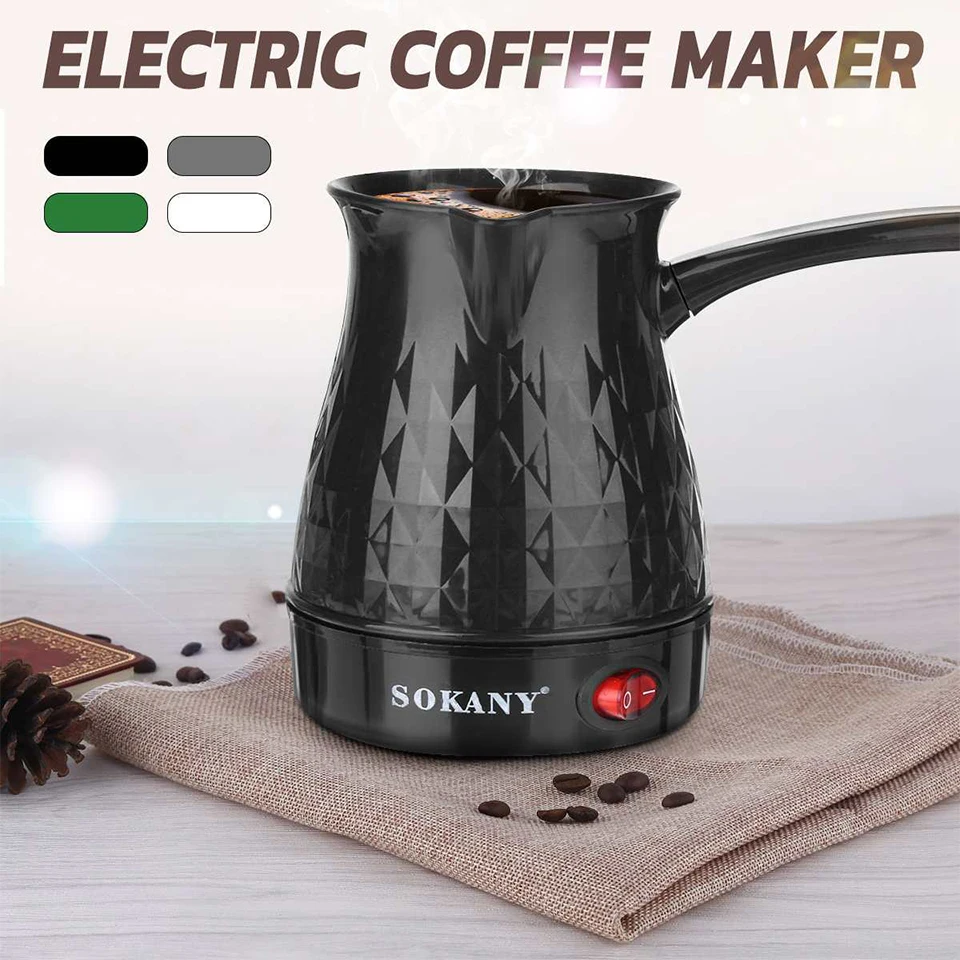 SK214 Electric Portable Mini Turkish Coffee Maker Percolators Pot Set Warmer  Kettle Stainless Steel 4 Cup Capacity - AliExpress