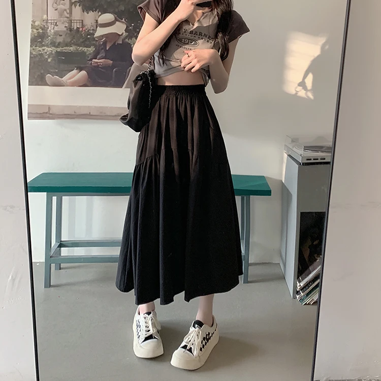 French white female skirts in summer 2022, the new show thin skirt of tall waist skirt in the a-line skirt denim skirt