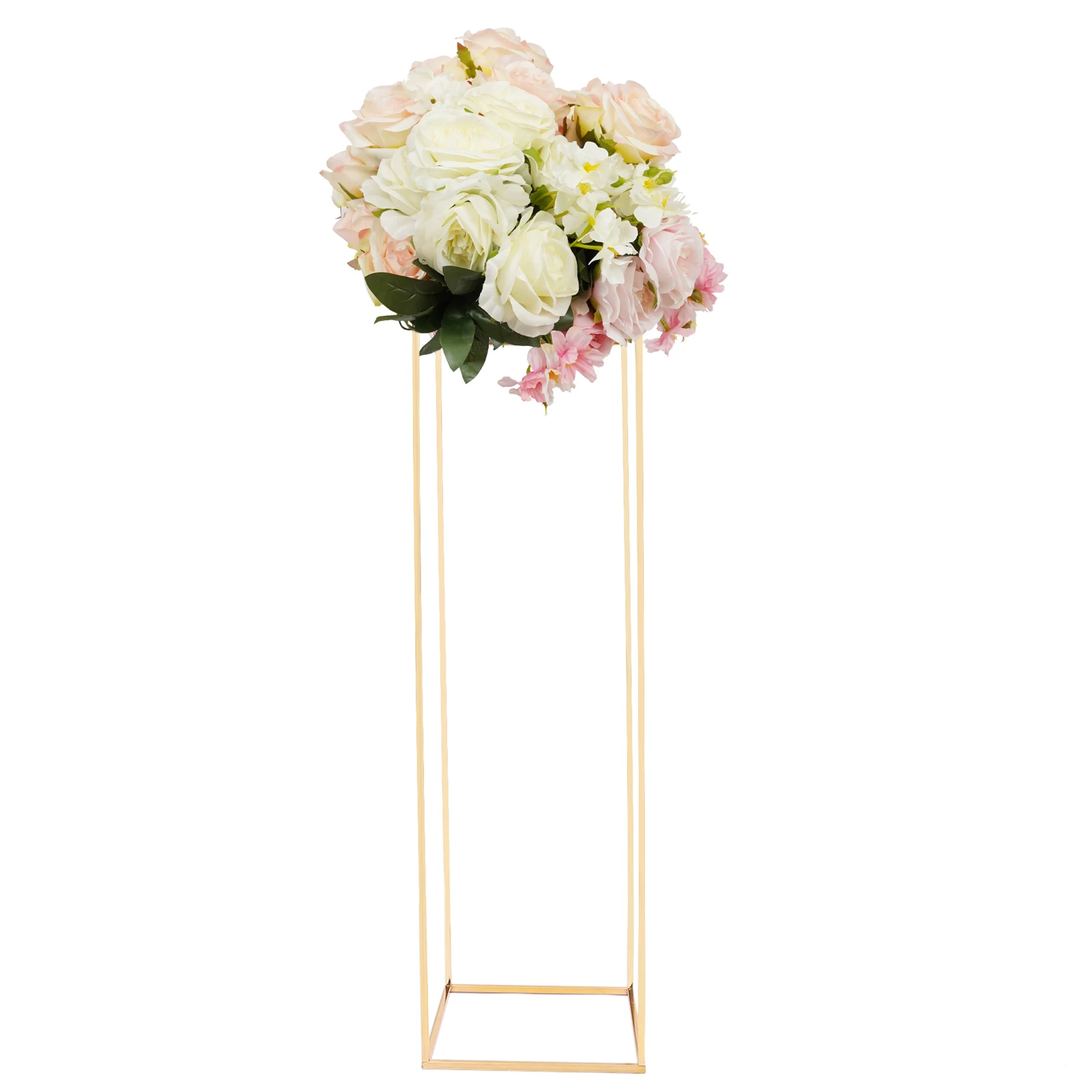 Goldener Blumenständer Metall-Säulenständer für Blumenarrangements bei Hochzeiten, Partys und Abendessen als Tischdekoration 29*29*100cm – Detail 18