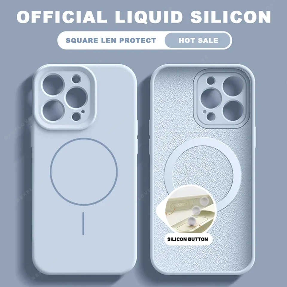 Elegant Liquid Silicone Magnetic Phone Case with MagSafe Charging Protection