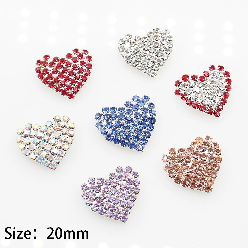 

10pcs Colorful Love Metal Rhinestone Jewelry Flat Bottom Decal Little Girl Hairpin Hat DIY Decorative Material