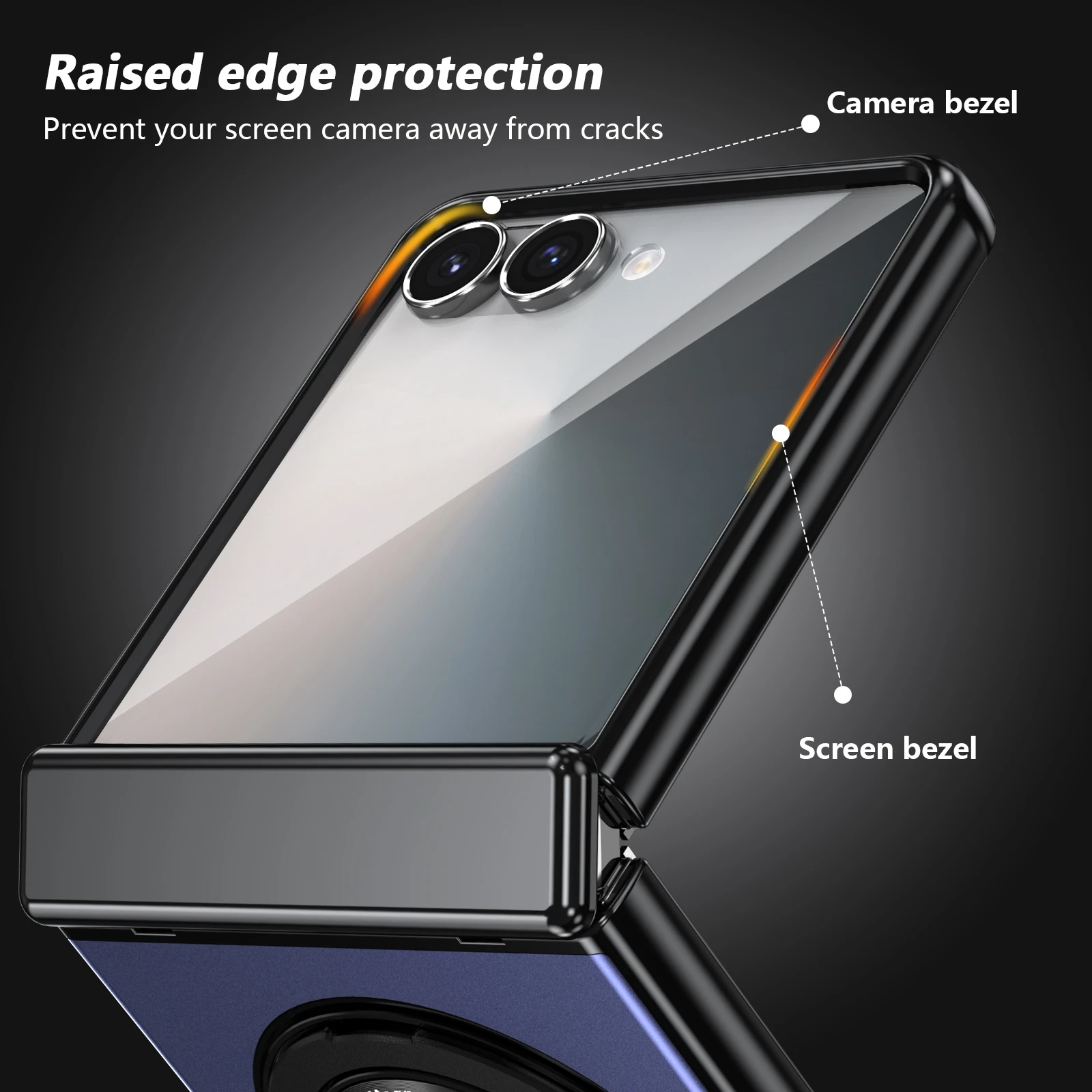 Luxury Electroplating Phone Case with Magnetic Metal Holder and Tempered Film Protection