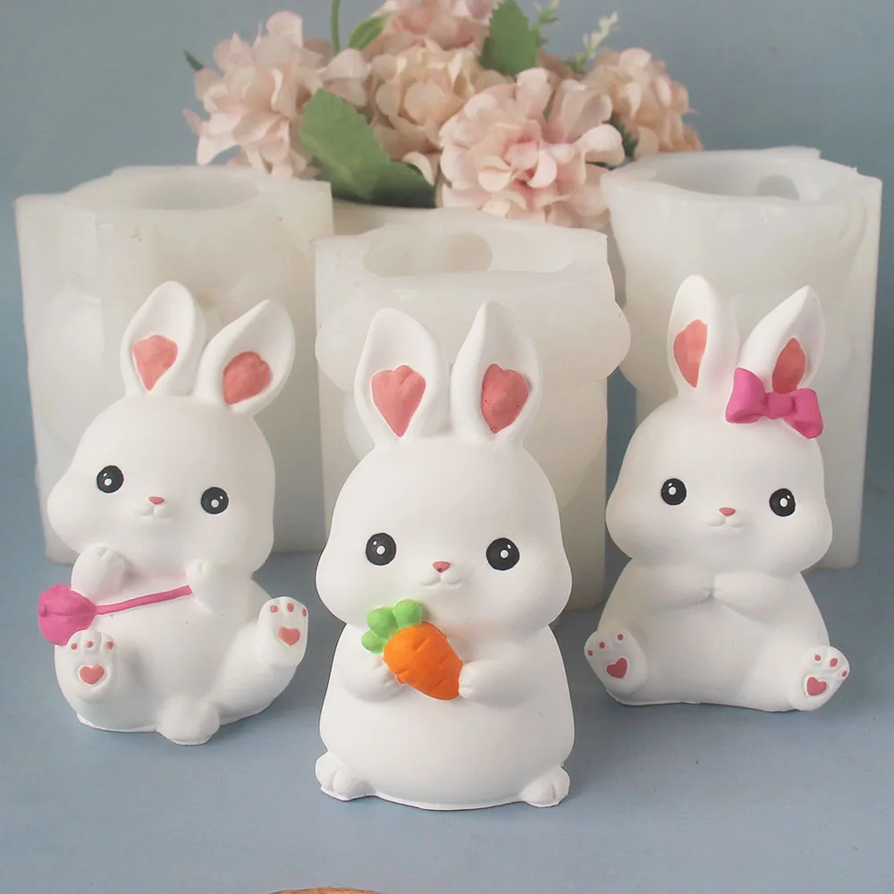 3D Niedlichen Kaninchen Silikon Form Osterhase Modell DIY Aromatherapie Gips Kerze Form Handwerk Dekorieren Werkzeug Haushalts Artikel – Detail 17