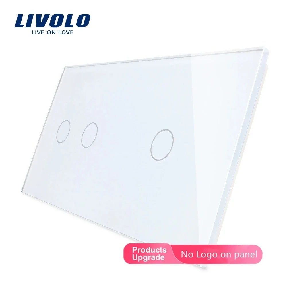 Livolo Luxo Branco Pérola Cristal de Vidro 151 mm 80 mm Padrão da ue Painel Vidro Duplo Vl-c7-c2 C111