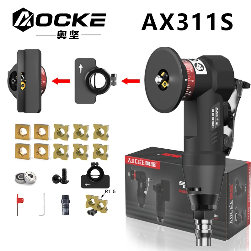 AOCKE AX311S Pneumatic Chamfering Machine Portable 45 Degree Chamfer Machine Metal Trimming 45&deg; Arc Beveling Air Tools pneumatic chamfering tool