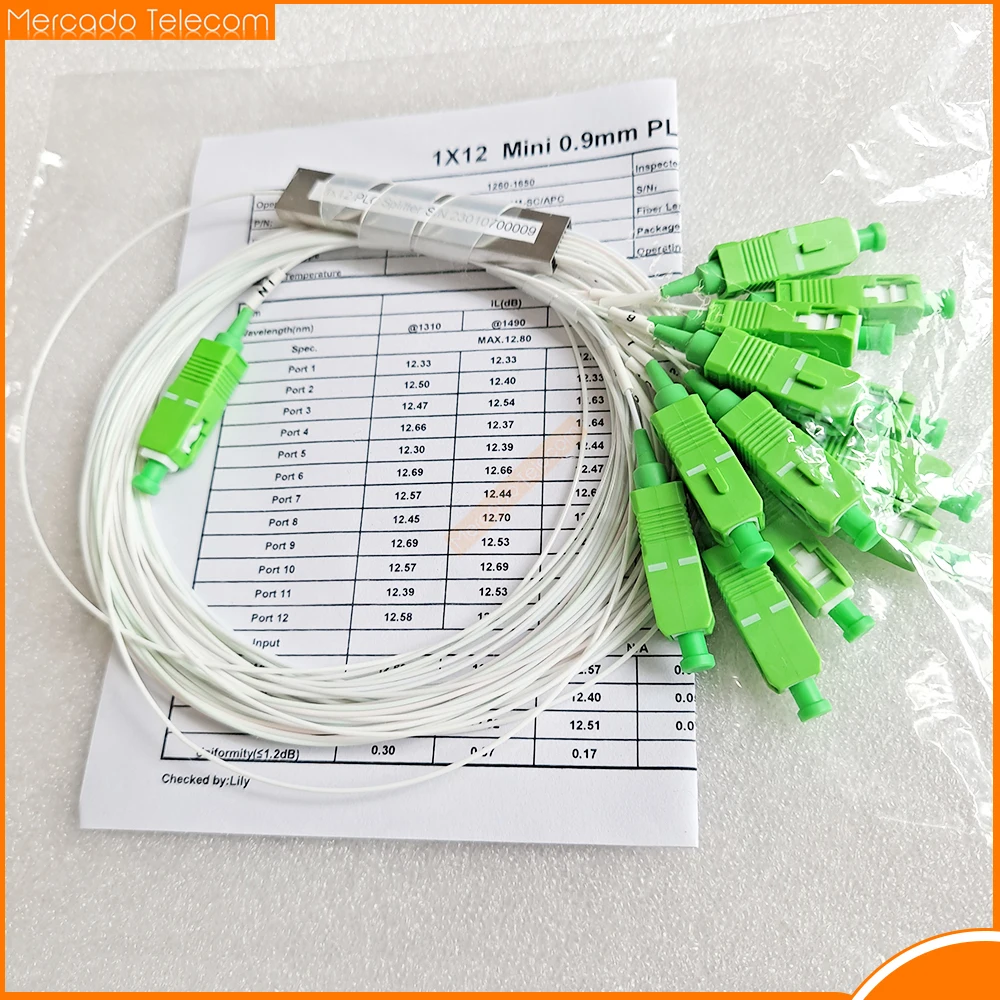 5 Pcs/lot Fiber Optical PLC Splitter 1X12 SC/APC SM 0.9mm G657A1 PVC 1m FTTH 1:12 PLC Splitter Free shipping