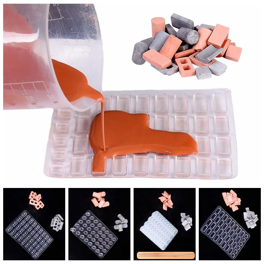 Silicone Mold Miniature Building Making Handmade House Sand Table Tile Model Mould Construction Material Mini Brick Silicone Mold