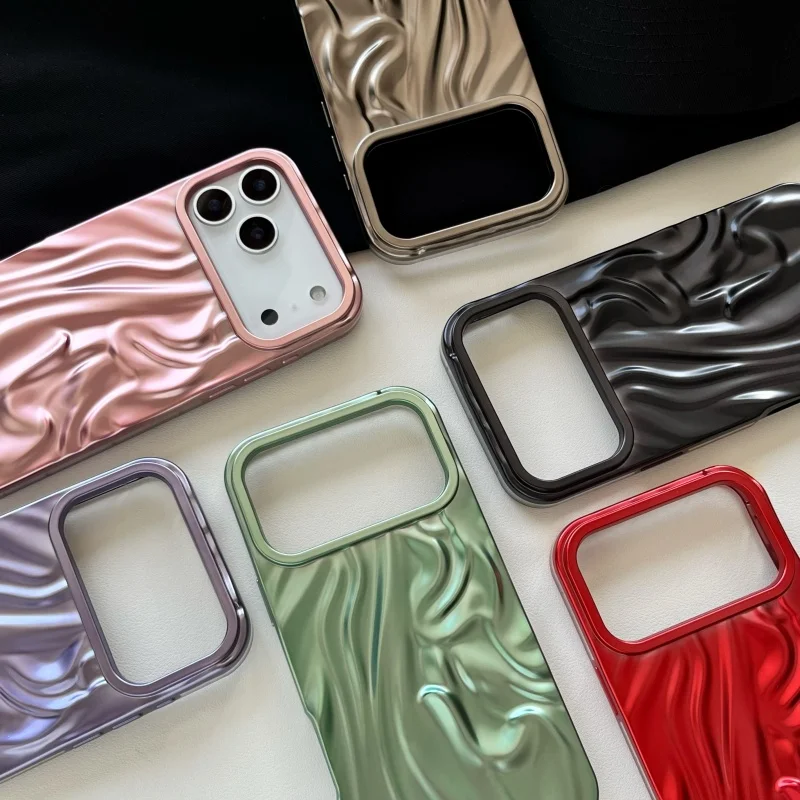 Luxury Plating Water Ripple Shockproof Phone Case - Glossy Matte Silicone Cover