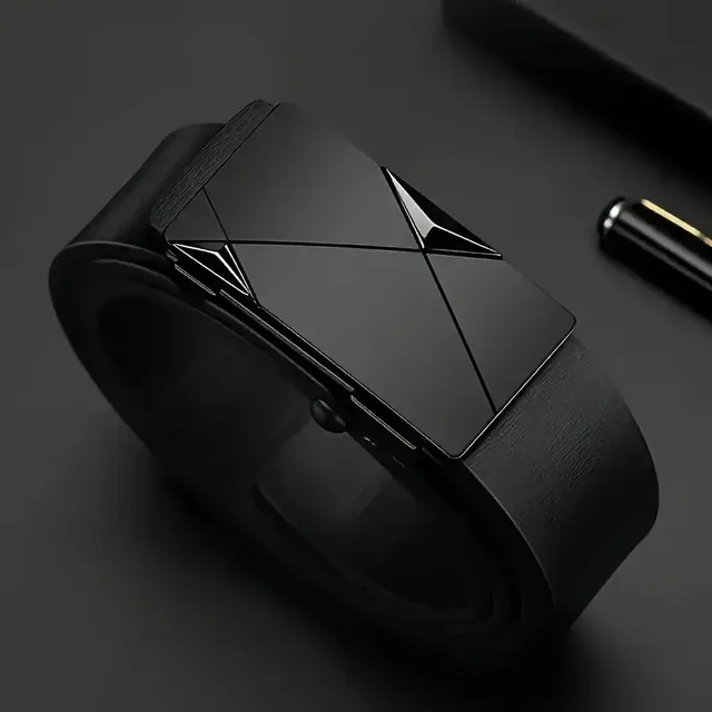 حزام جلد PU أنيق للرجال - أحزمة عصرية للحياة اليومية والترفيه والحفلات والمهرجانات والعمل وإبزيم تلقائي للأعمال 2