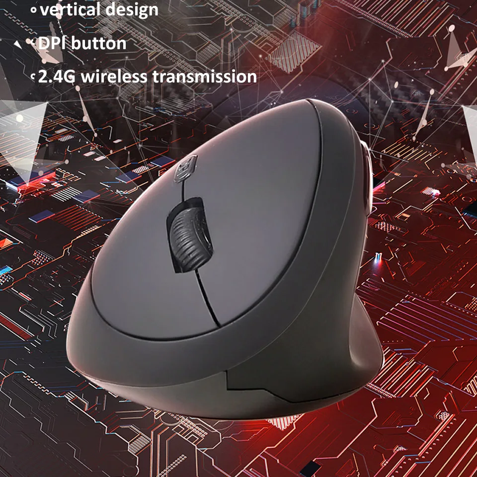Hkza-mouse vertical sem fio, ergonômico, usb, 1600dpi,
