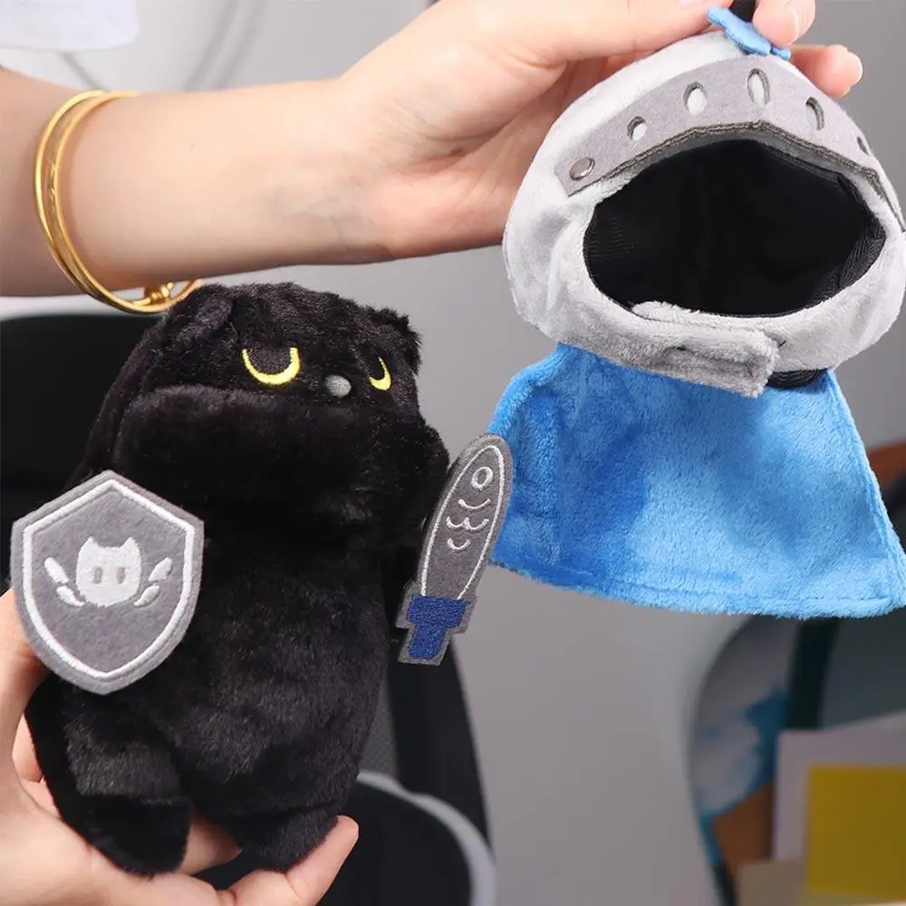 Accompanying Doll Shield Knight Cat Plush Doll Silly Cartoon Cat Plush Toy Cute Soft Black Cat Stuffed Toy Christmas Gift