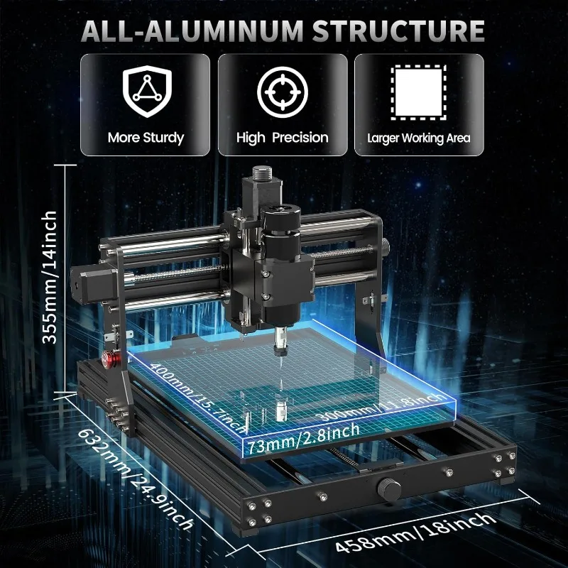 MYSWEETY CNC Router Machine, 4030 PRO Wood Router 500W Spindle for Metal Carving Acrylic PVC PCB Plastic Wood, GRBL Control