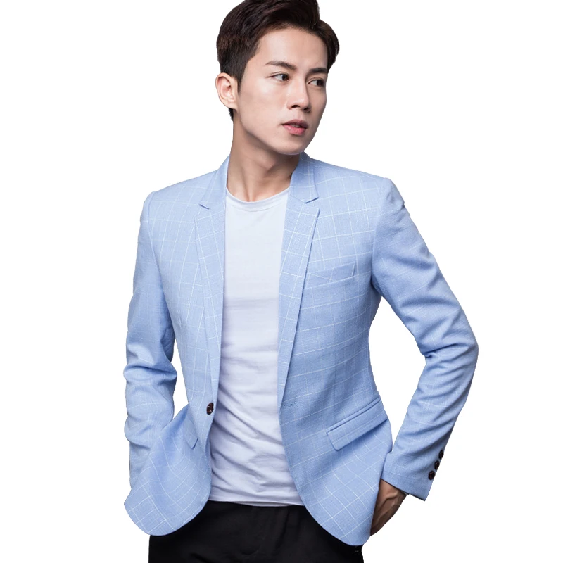 High-quality Plaid Suit Male Youth Self-cultivation Korean Style Trendy Handsome Men's Casual Suit Fashion One-piece Jacket 6