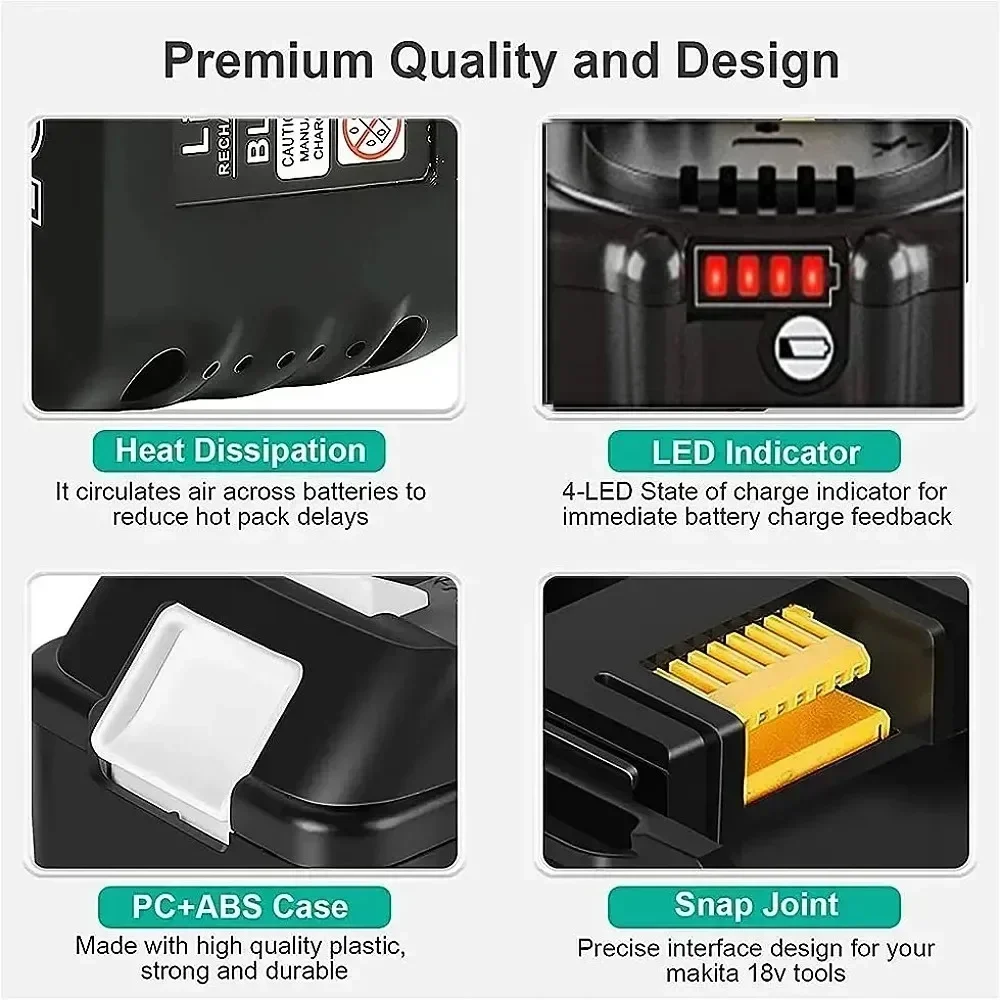 9Ah 12Ah Battery Replacement for Makita 18V Battery Compatible with 18 Volt BL1860B BL1850B BL1840B BL1830B BL1815B Batteries 2