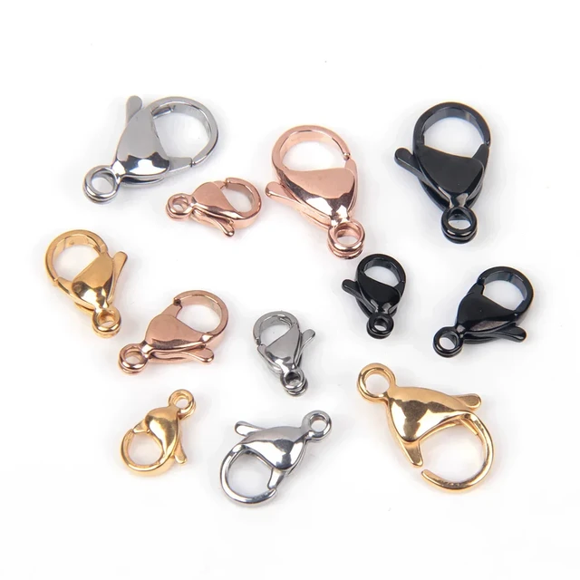 Showsang Stainless Steel Lobster Clasps Gold Black 9-19mm Necklace Hooks  Connector Bracelet Connectors DIY Jewelry Findings - AliExpress