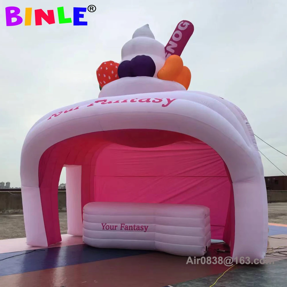 Custom portable fast food and drink inflatable ice cream stand stall station inflatable concession tent in unique shape design 2