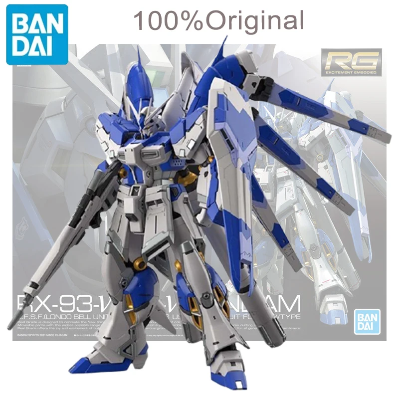 

Bandai Original Anime Gundam Rg 1/144 Rx-93-v2 Hi-v Nu Gunpla Action Figure Diy Assemble Collect Robot Model Room Ornaments Toys