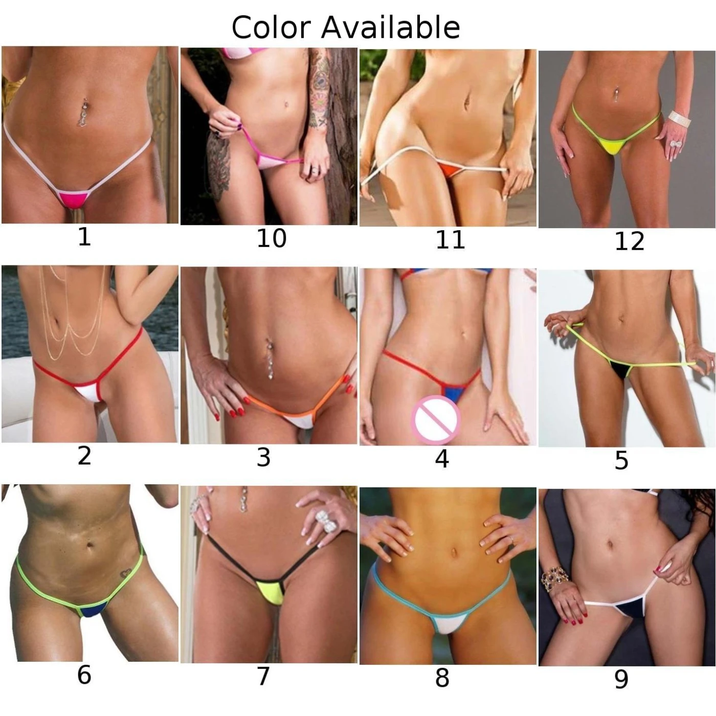 Bikini Bottoms Holiday Vacation Solid Color Contrasting Colors Pattern
