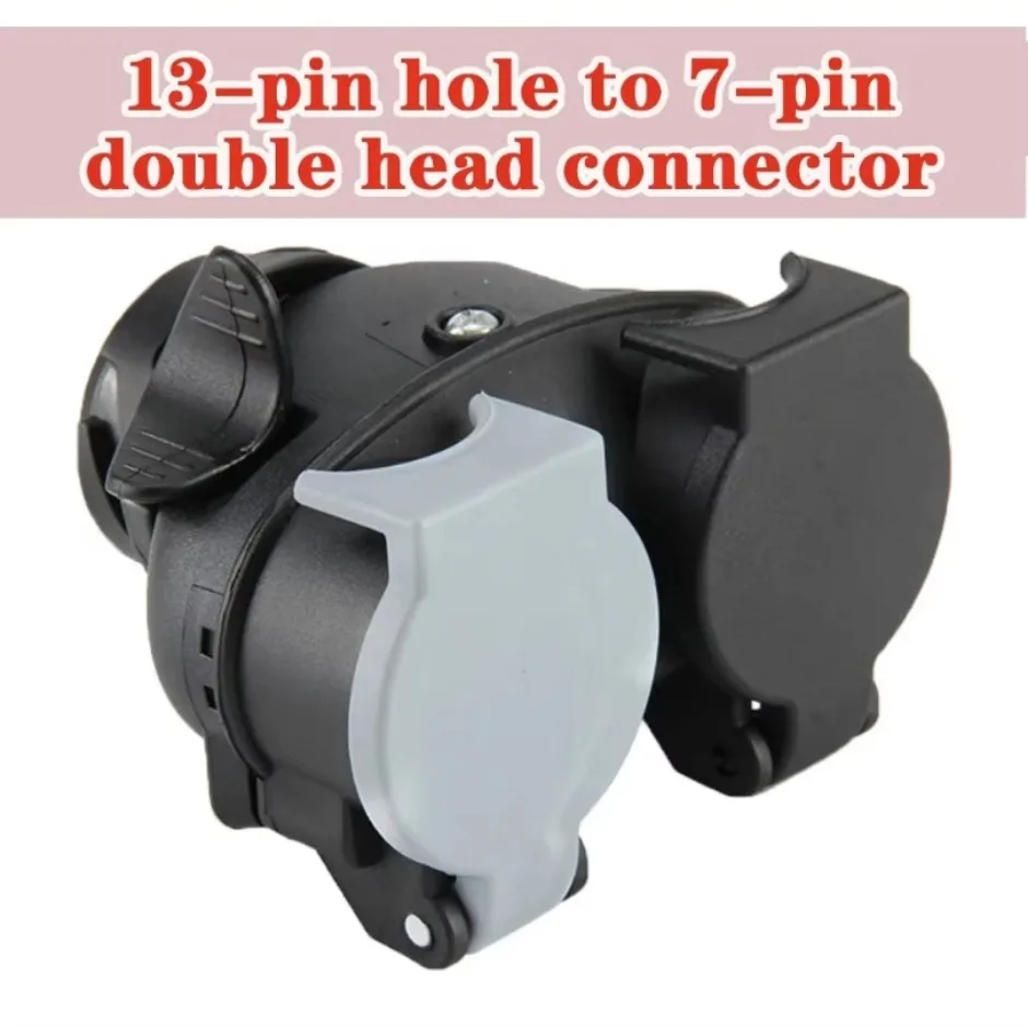 13 Pin to 7 Pin Euro Trailer Towing Caravans Dual Socket Plug Adapter Connector 1PC