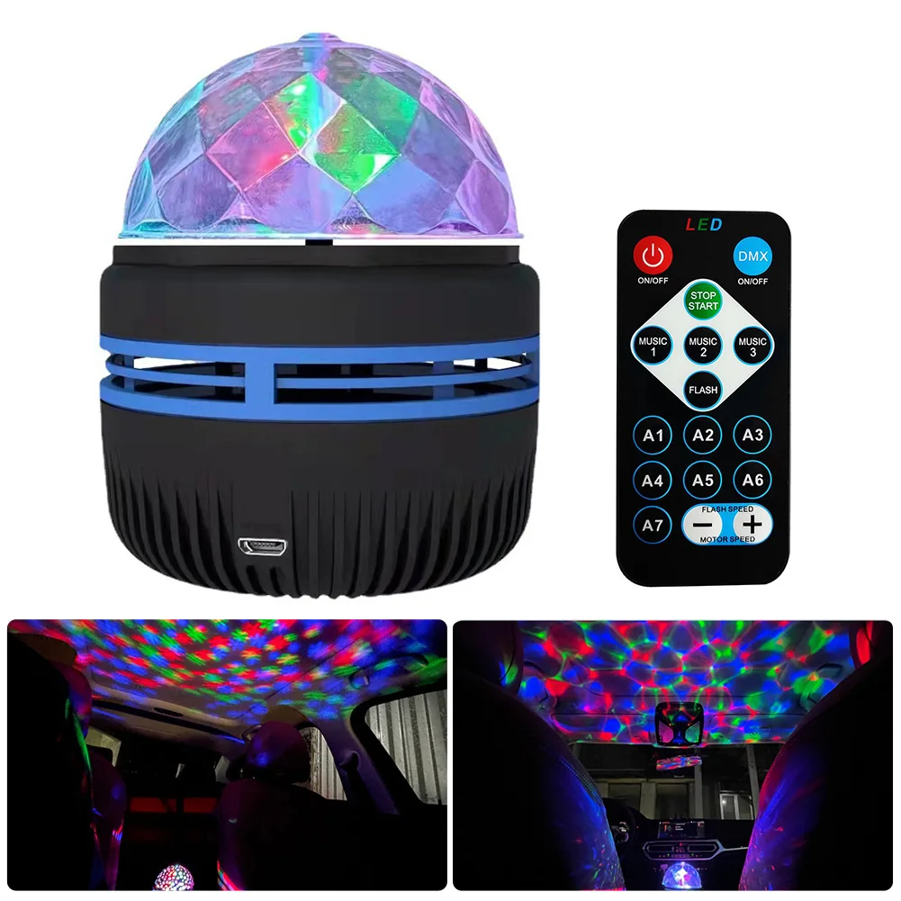 Star Projector Lamp Usb Powered Colorful Rotating Magical Ball Light Car Atmosphere Lamp Bar Disco Dj Ktv Party Stage Light