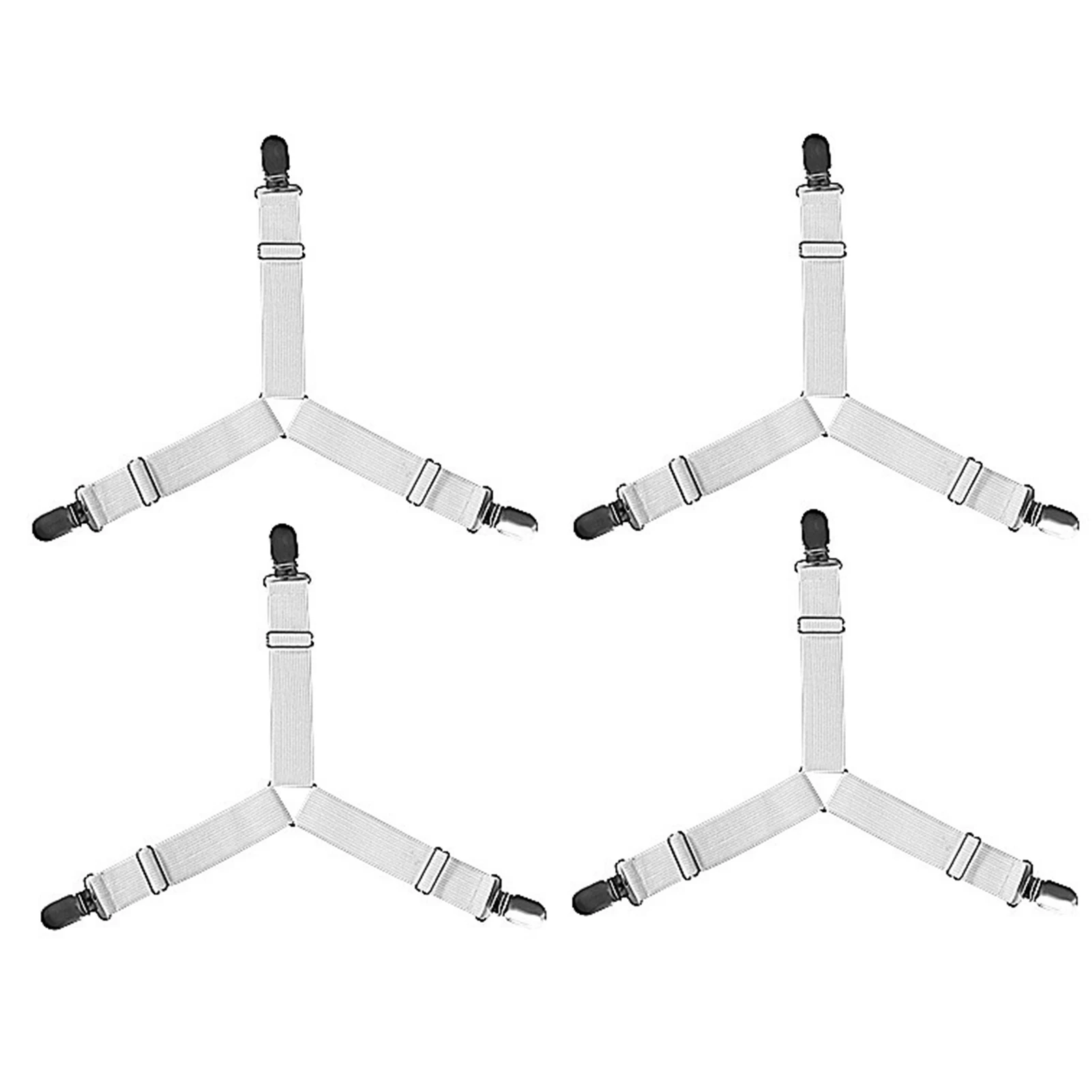 4pcs Elastic Adjustable Sofa Cushion Bed Sheet Strap For Corner Triangle With Clips Home Non Slip Holder Stays In Place Fastener