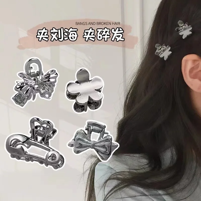 Metal Flower Mini Claw Clips for Women - Summer Bow Bangs Clips, Makeup Flyaway Fixing Tools, Shark Clips Hair Accessories