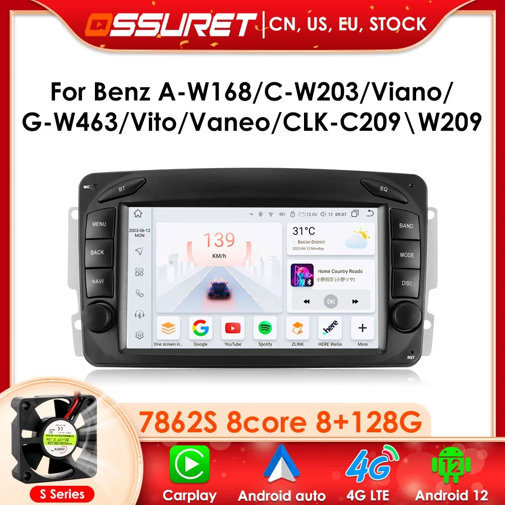 

AI Voice Android Auto Radio for Mercedes Benz CLK W209 W203 W463 W208 Car Multimedia RDS GPS 2din Autoradio Head Unit Carplay
