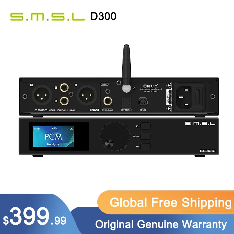 

SMSL D300 Bluetooth 5,0 декодер DAC ROHM BD34301EKV чип XMOS DSD512 PCM768KHZ LDAC декодер с дистанционным управлением XLR/RCA выход