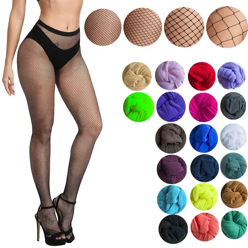 

Sexy Lingerie Fishnet Pantyhose Female Mesh Tights Hollow Out Fish Net Stockings Candy Color Long Nylon Socks for Women Girls