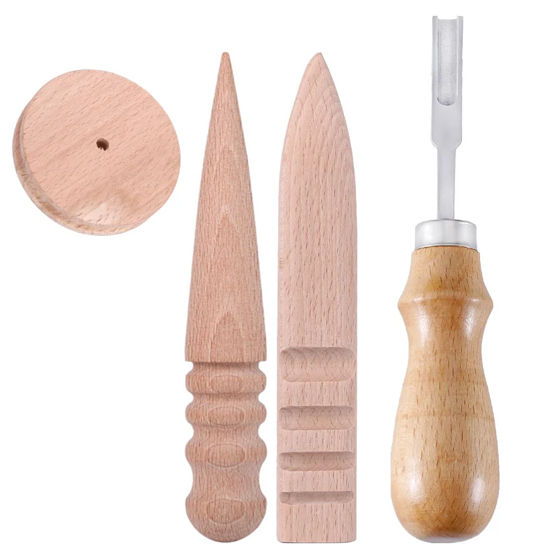 KRABALL Multi Size Burnishing Rod Wood Leather Edge Burnisher Slicker