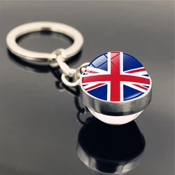 Patriotic Flag Keychain with Durable Metal Ring & Elegant Glass Charm - Perfect for Keys, Bags, and Celebrations (Britain)