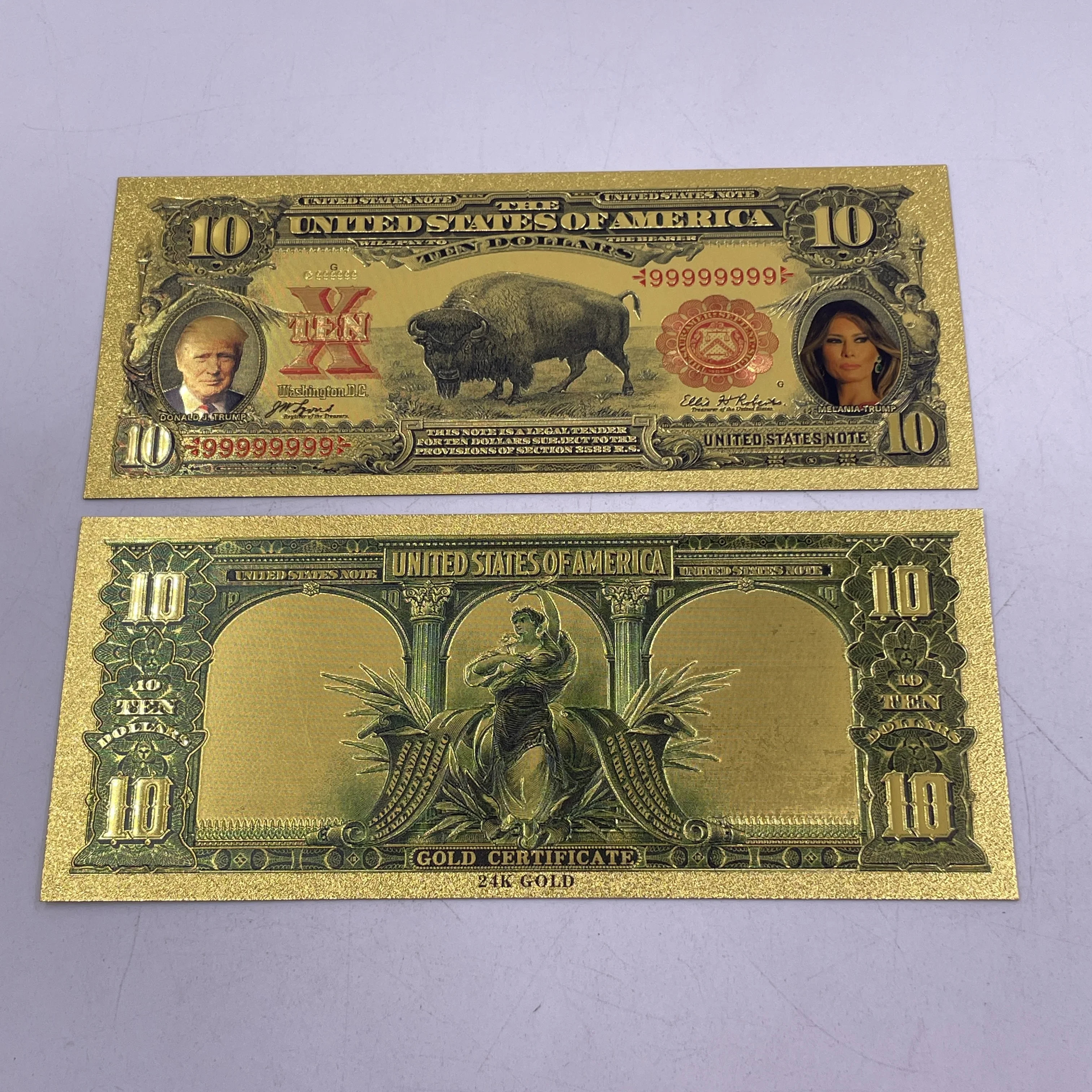 Description Picture 4 of item2024 USA President Trump 1 2 5 10 Billion Million Dollars Gold Banknotes Ticket Golden Cards For Fans Collectibles