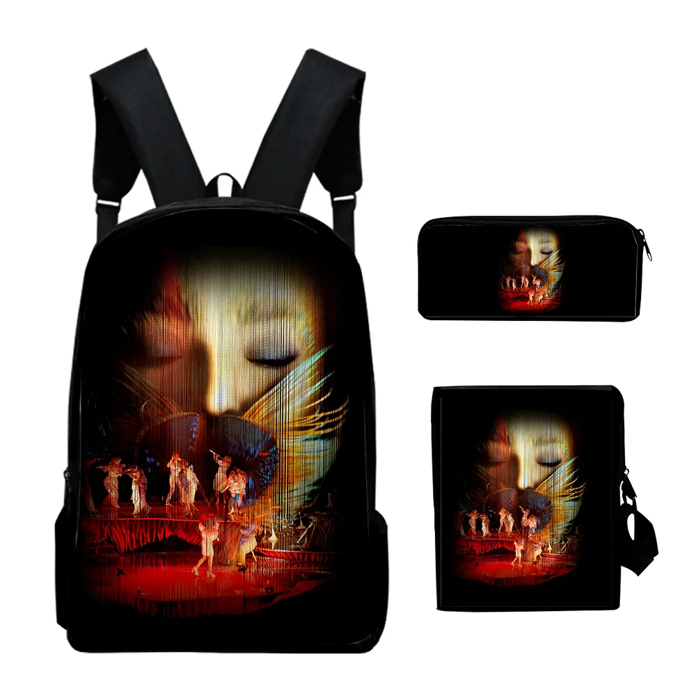 Popular Fashion Bjork Vintage 3D Print 3pcs/Set pupil School Bags Laptop Daypack Backpack Inclined shoulder bag Pencil Case