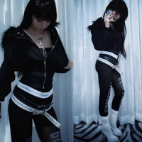 Y2K Aesthetic Women's Autumn Winter Fur Collar Sweatshirt Harajuku Gothic Punk Rock Hottie Sweatshirt Jacket Emo Girl Streetwear - Image 2
