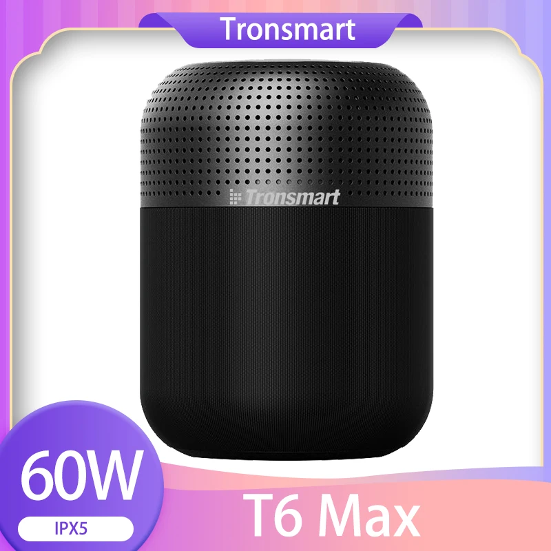 

Tronsmart T6 Max Bluetooth Speaker 60W Home Theater Speakers TWS Bluetooth Column with Voice Assistant, IPX5, NFC, 20H Play time