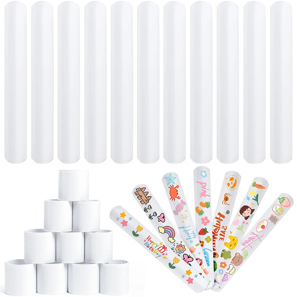 10 Stück PVC-Schlagarmbänder, weiß, DIY, leere Schnappbänder, kreative leere Armbänder für Kindertag, Geburtstag, Mitbringsel
