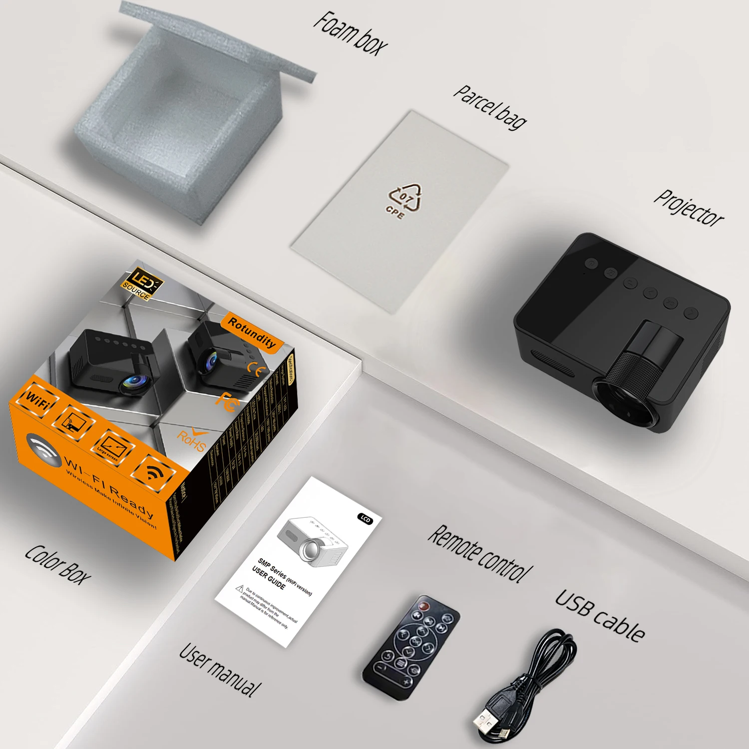 Android, Wi-Fi, inteligente, HD1080P completo, escritório, cinema